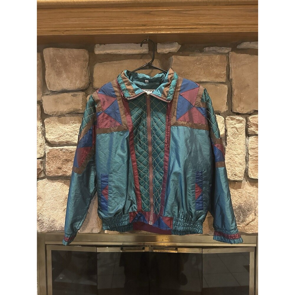 VTG 80s Active Stuff Hip Hop Color Block Bomber Windbreaker Jacket M Mens Unisex